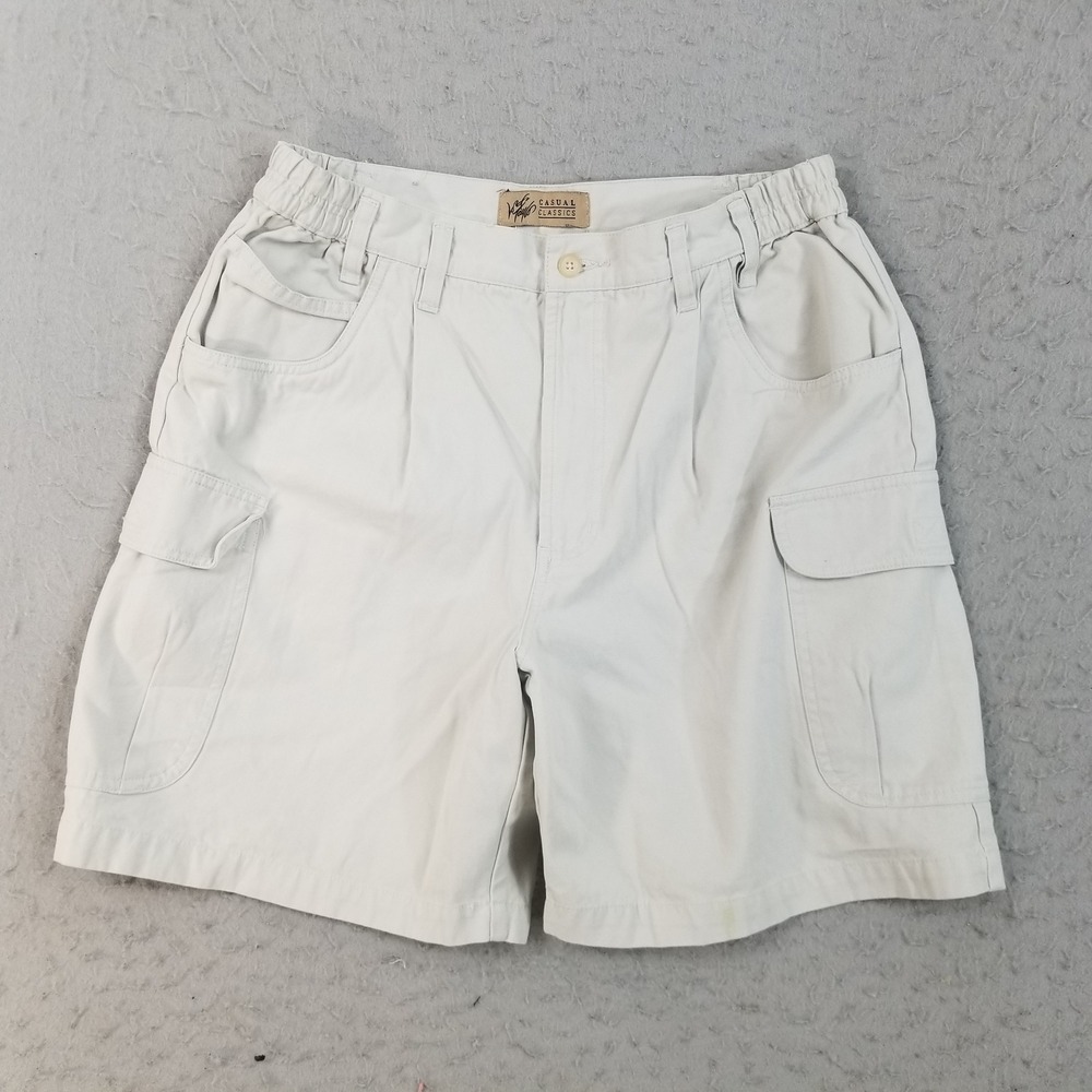 Lord & Taylor Cargo Shorts Mens 34 Beige Casual Classics Cotton Elastic Waist